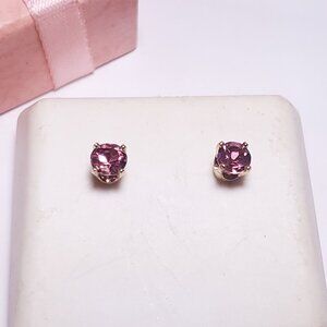 Estate 3/4ctw Rd Natural Pink Tourmaline 14Kt Y/Gold 4 Prong Stud Earrings#23342